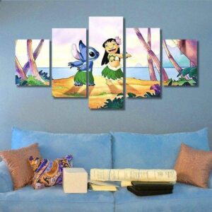 Lilo And Stitch Hawaii Disney - 5 Panel Canvas Art Wall Decor