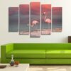 Link Flamingos - Animal 5 Panel Canvas Art Wall Decor