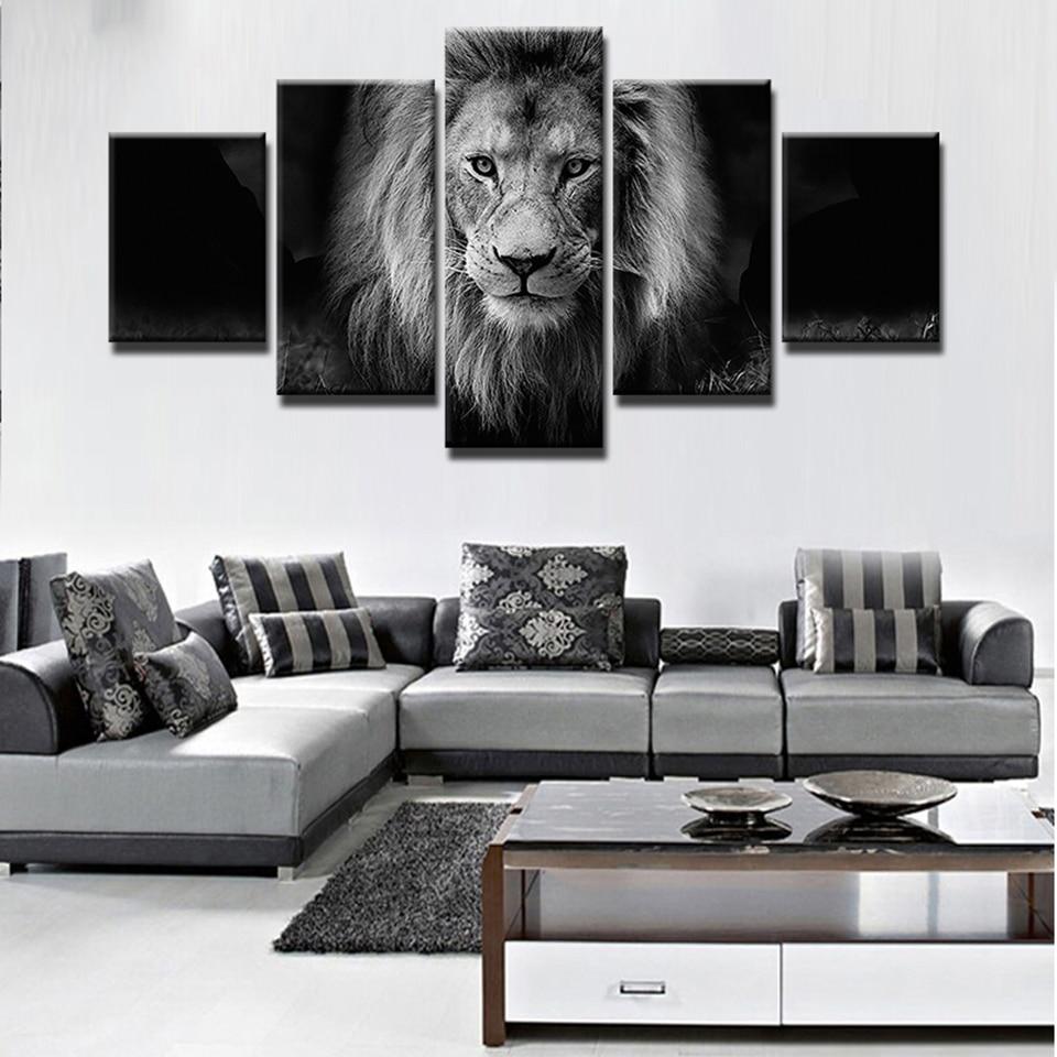 Lion 51 - Animal 5 Panel Canvas Art Wall Decor Lion 51 - Animal 5 Panel Canvas Art Wall Decor