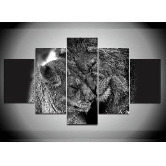 Lion 7 - Animal 5 Panel Canvas Art Wall Decor Lion 7 - Animal 5 Panel Canvas Art Wall Decor