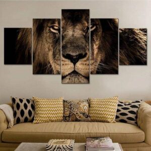 Lion 8 - Animal 5 Panel Canvas Art Wall Decor