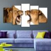 Lion And Lioness - Animal 5 Panel Canvas Art Wall Decor