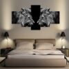 Lion Battle - Animal 5 Panel Canvas Art Wall Decor