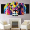 Lion Colorful - Abstract 5 Panel Canvas Art Wall Decor
