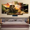 Lion Elephant Cheetah Forest Animals - Animal 5 Panel Canvas Art Wall Decor