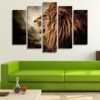 Lion Ferocious - Animal 5 Panel Canvas Art Wall Decor