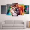 Lion In Colourful - Animal 5 Panel Canvas Art Wall Decor