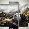 Lion In The Jungle - Animal 5 Panel Canvas Art Wall Decor