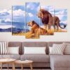 Lion Lioness 2 - Animal 5 Panel Canvas Art Wall Decor