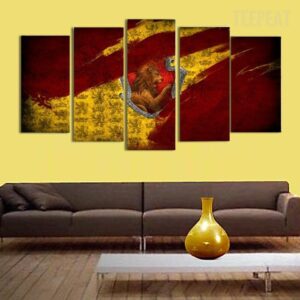 Lion Scenery - Abstract Animal 5 Panel Canvas Art Wall Decor