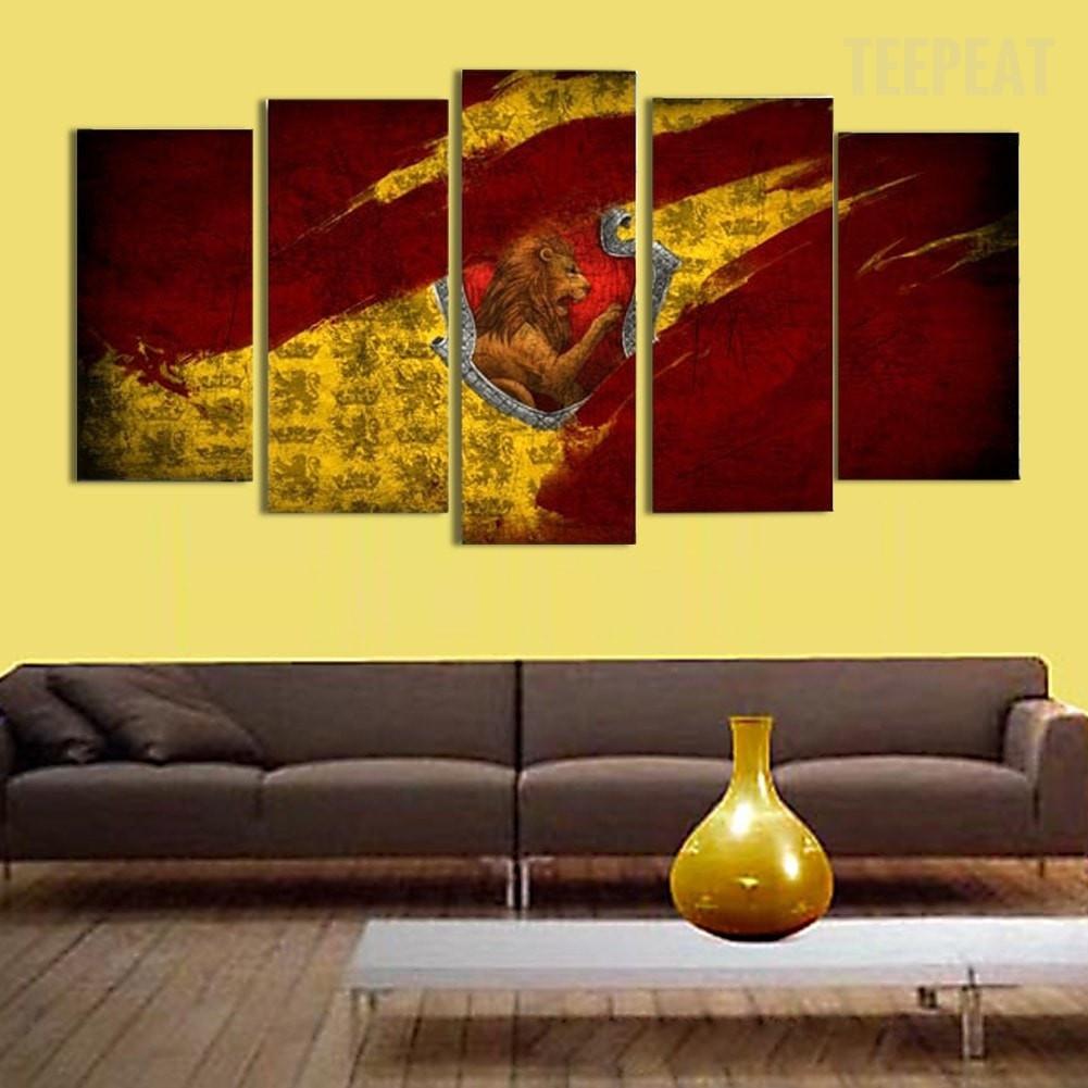 Lion Scenery - Abstract Animal 5 Panel Canvas Art Wall Decor Lion Scenery - Abstract Animal 5 Panel Canvas Art Wall Decor