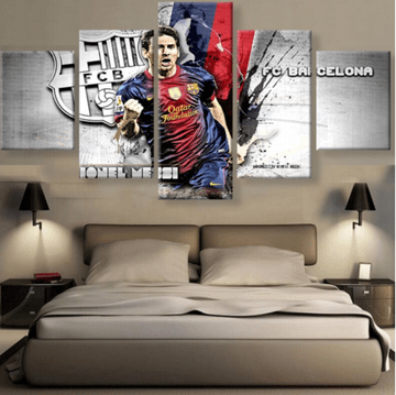Lionel Messi Barcelona Soccer Celebrity - 5 Panel Canvas Art Wall Decor Lionel Messi Barcelona Soccer Celebrity - 5 Panel Canvas Art Wall Decor