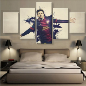 Lionel Messi Ink Splash - Famous Person 5 Panel Canvas Art Wall Decor
