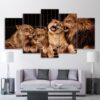 Lions Family 01 - Animal 5 Panel Canvas Art Wall Decor