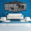 Lions Mother And Son - Animal 5 Panel Canvas Art Wall Decor