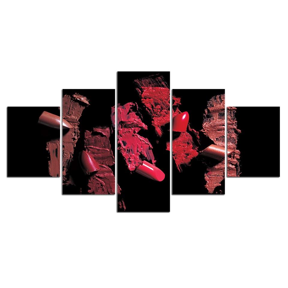 Lipstick 02 - Abstract 5 Panel Canvas Art Wall Decor Lipstick 02 - Abstract 5 Panel Canvas Art Wall Decor