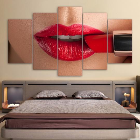 Lipstick Makeup 10 - Abstract 5 Panel Canvas Art Wall Decor Lipstick Makeup 10 - Abstract 5 Panel Canvas Art Wall Decor