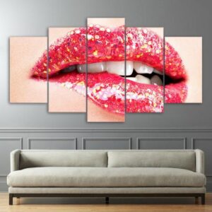 Lipstick Sparkles 09 - Abstract 5 Panel Canvas Art Wall Decor