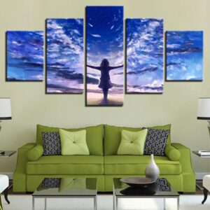 Little Girl Angel - Abstract 5 Panel Canvas Art Wall Decor