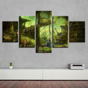 Little Girl Was Reading - Abstract 5 Panel Canvas Art Wall Decor