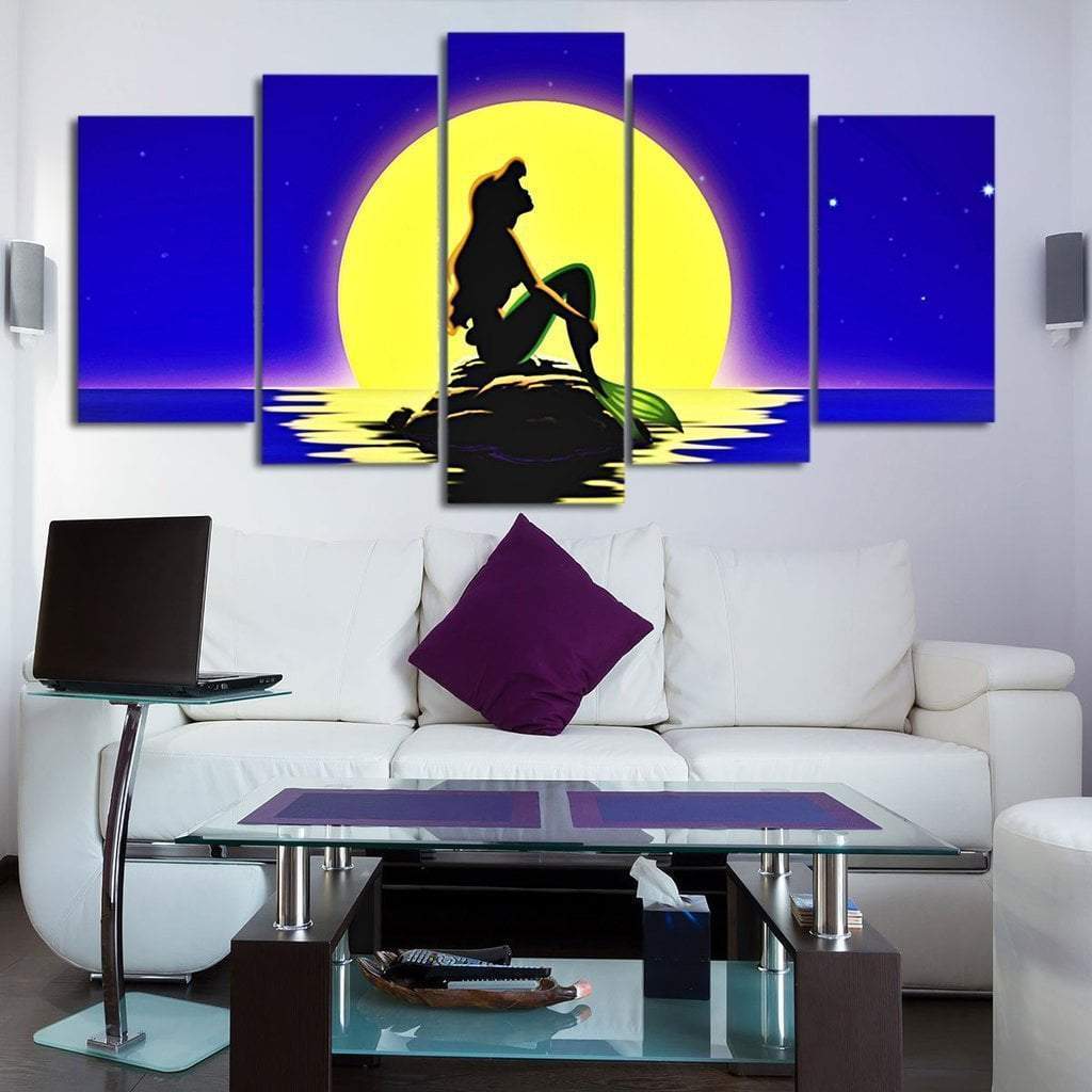 Little Mermaid Cartoon - 5 Panel Canvas Art Wall Decor Little Mermaid Cartoon - 5 Panel Canvas Art Wall Decor