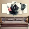 Little Poppy Dog with Butterfly - Animal 5 Panel Canvas Art Wall Decor