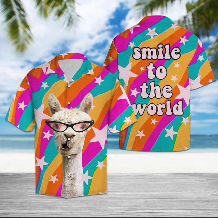 Llama Smile To The World Hawaiian Shirt Summer Button Up Llama Smile To The World Hawaiian Shirt Summer Button Up