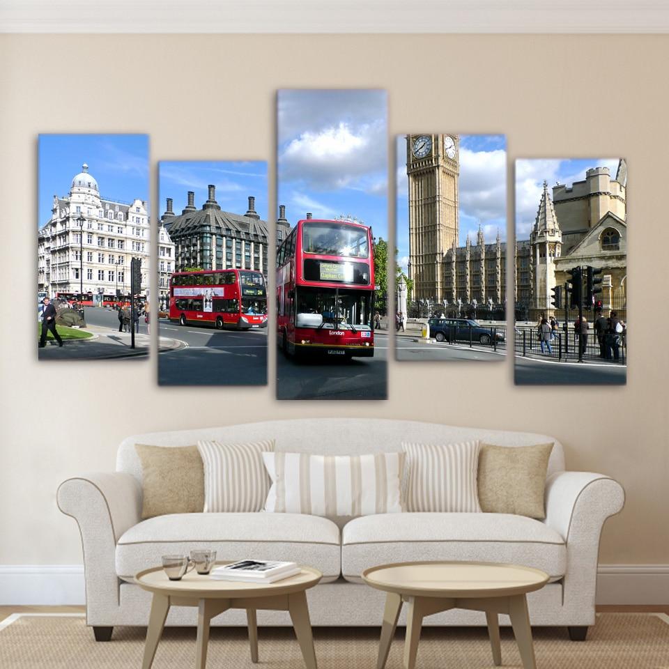 London City Bus - Automative 5 Panel Canvas Art Wall Decor London City Bus - Automative 5 Panel Canvas Art Wall Decor