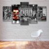 London City Red Bus At Night 02 - Nature 5 Panel Canvas Art Wall Decor
