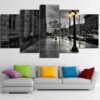 London City Streetscape - Nature 5 Panel Canvas Art Wall Decor