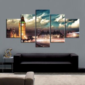 London Night city Scenery - Nature 5 Panel Canvas Art Wall Decor