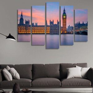 London Parliament - Nature 5 Panel Canvas Art Wall Decor