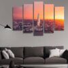 London Skyline At Sunset 03 - Nature 5 Panel Canvas Art Wall Decor