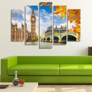 London Skyline - Nature 5 Panel Canvas Art Wall Decor