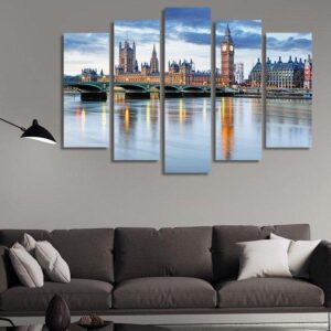 London View 01 - Nature 5 Panel Canvas Art Wall Decor