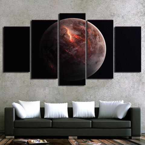 Lonely Black Planet - Space 5 Panel Canvas Art Wall Decor Lonely Black Planet - Space 5 Panel Canvas Art Wall Decor