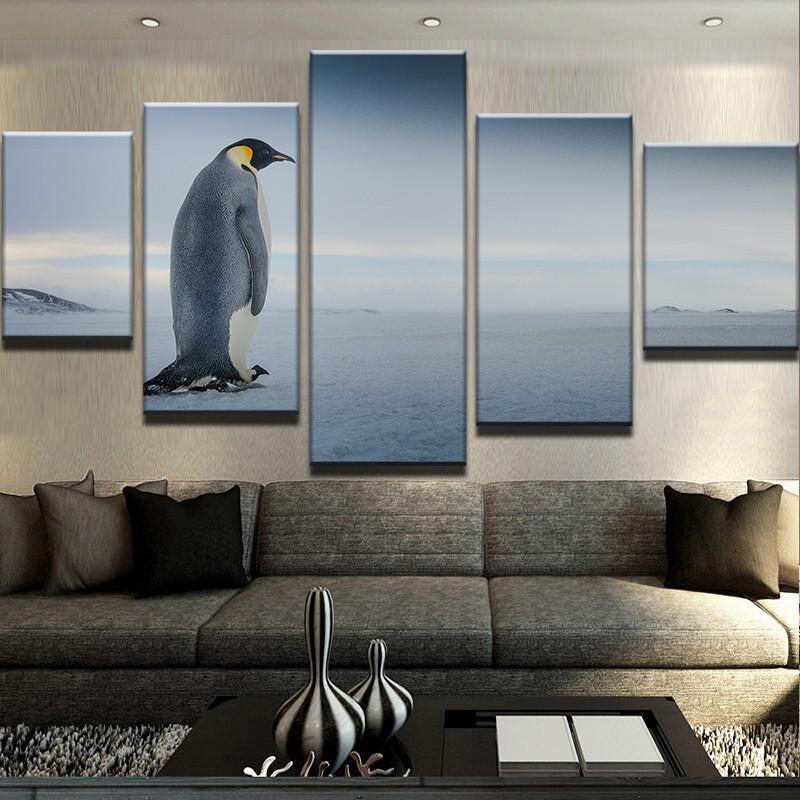 Lonely Penguin - Animal 5 Panel Canvas Art Wall Decor Lonely Penguin - Animal 5 Panel Canvas Art Wall Decor