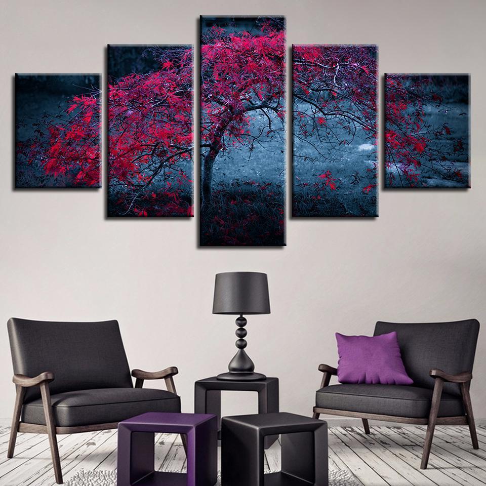 Lonely Tree - Abstract - Halloween 5 Panel Canvas Art Wall Decor Lonely Tree - Abstract - Halloween 5 Panel Canvas Art Wall Decor
