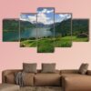 Looking Over Fields Farms And Lake Lucerne - Nature 5 Panel Canvas Art Wall Decor