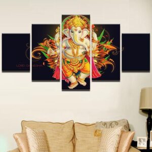 Lord Ganesha 5 - Religion 5 Panel Canvas Art Wall Decor