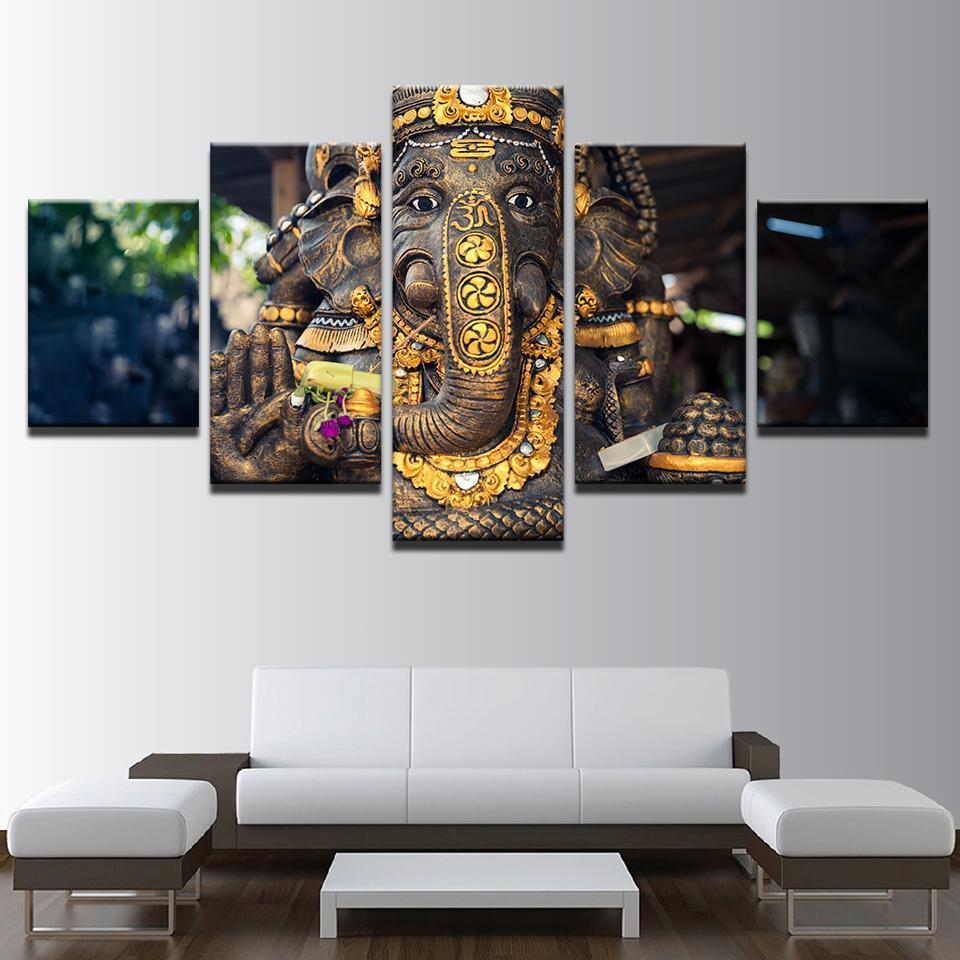 Lord Ganesha Elephant God Ganapati - Religion 5 Panel Canvas Art Wall Decor Lord Ganesha Elephant God Ganapati - Religion 5 Panel Canvas Art Wall Decor