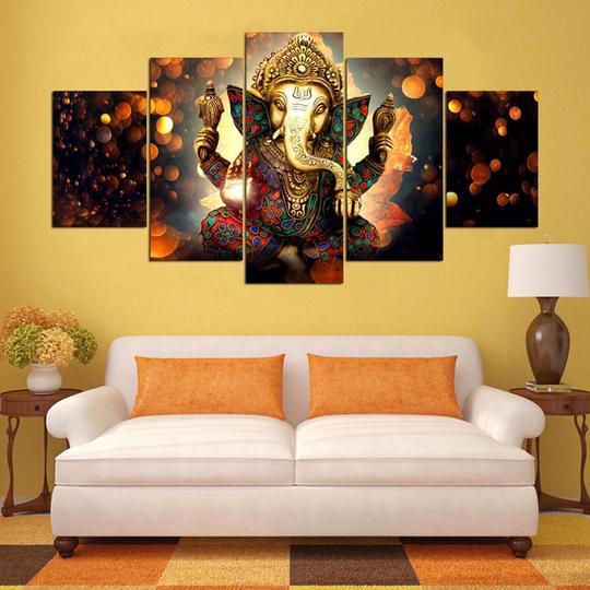 Lord Ganesha - Religion 5 Panel Canvas Art Wall Decor Lord Ganesha - Religion 5 Panel Canvas Art Wall Decor