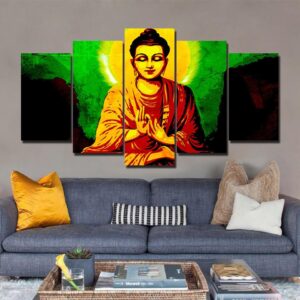 Lord Gautama Buddha 01 - Religion 5 Panel Canvas Art Wall Decor