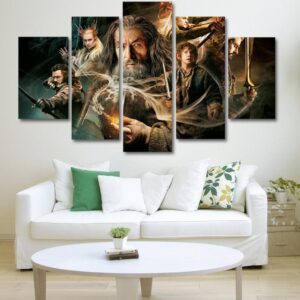 Lord Of The Rings Characters - Movie 5 Panel Canvas Art Wall Decor