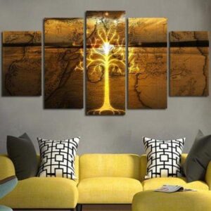 Lord Of The Rings Map Tree - Movie 5 Panel Canvas Art Wall Decor