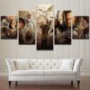Lord Of The Rings Montage 2 - Movie 5 Panel Canvas Art Wall Decor