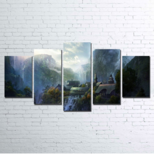 Lord The Rings Rivendell - Movie 5 Panel Canvas Art Wall Decor