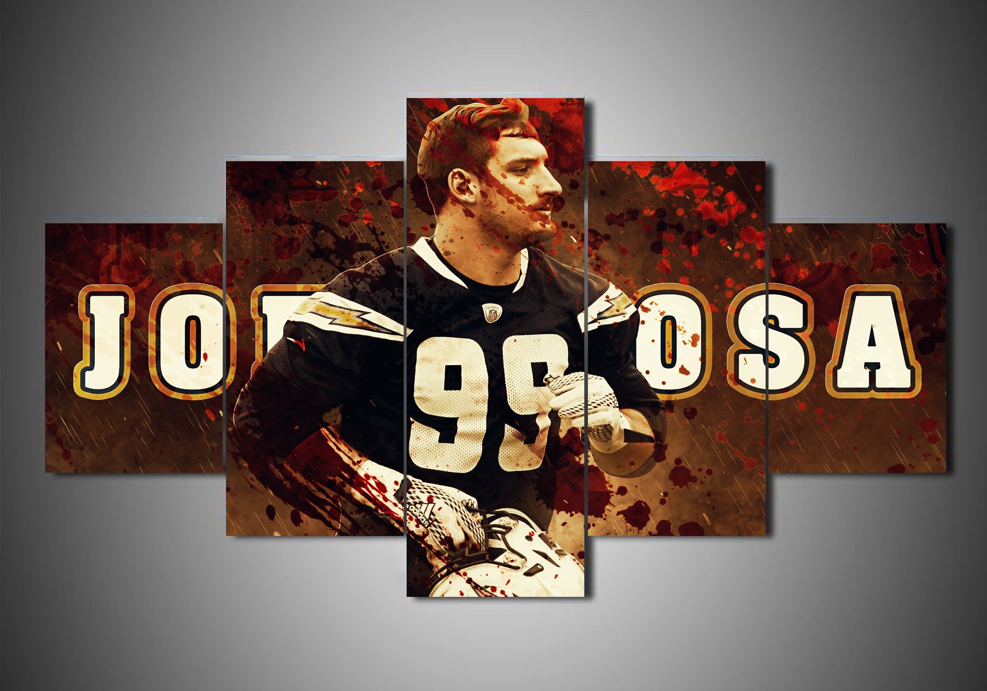 Los Angeles Chargers - Joey Bosa - Sport 5 Panel Canvas Art Wall Decor Los Angeles Chargers - Joey Bosa - Sport 5 Panel Canvas Art Wall Decor