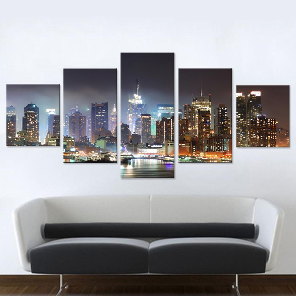 Los Angeles City - Nature 5 Panel Canvas Art Wall Decor Los Angeles City - Nature 5 Panel Canvas Art Wall Decor