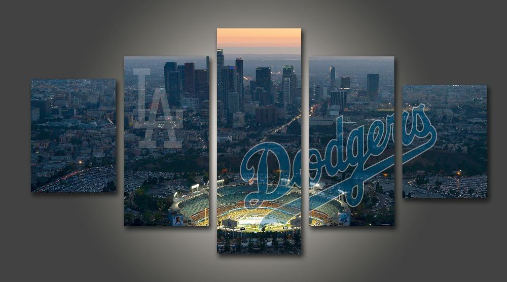 Los Angeles Dodgers Stadium Baseball - 5 Panel Canvas Art Wall Decor Los Angeles Dodgers Stadium Baseball - 5 Panel Canvas Art Wall Decor